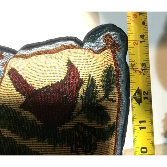 Holiday Tapestry Pillow Festive Wreath, Tree & Cardinal Design 14.5 X 14.5” - Picture 6 of 6
